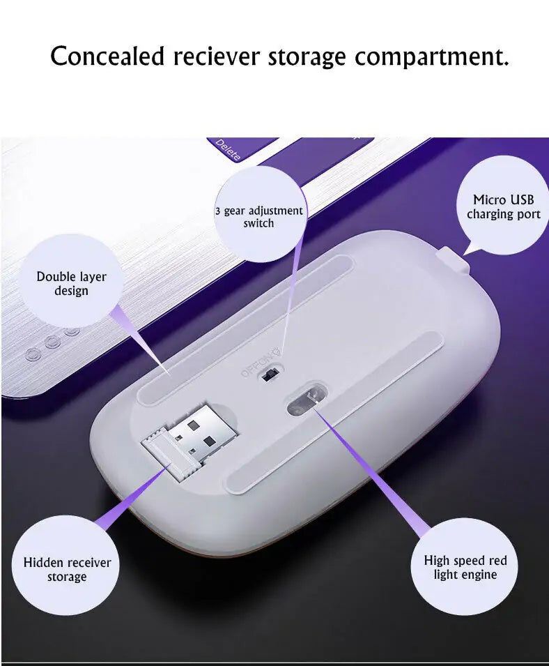 Wireless USB Rechargeable Mouse 2.4GHz RGB